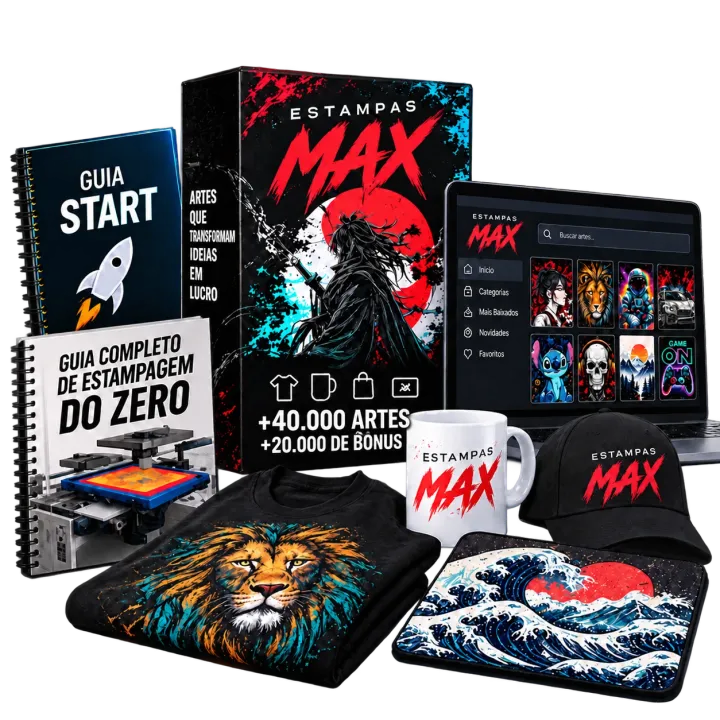 Kit Estampas MAX com camisetas, caneca e bônus digitais inclusos
